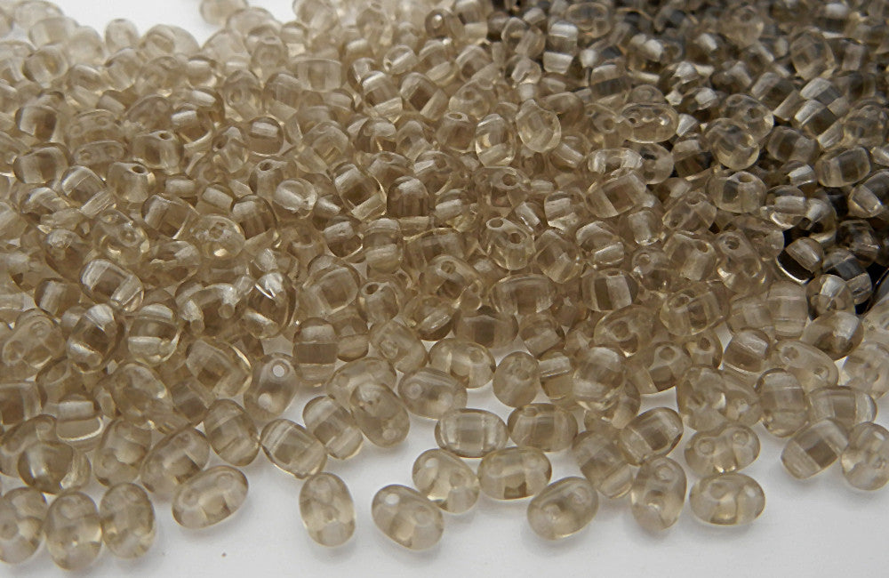 600 Czech 2-hole Duet (Duo/Twin) Glass Seed Beads 2.5x5mm Black Diamond grey