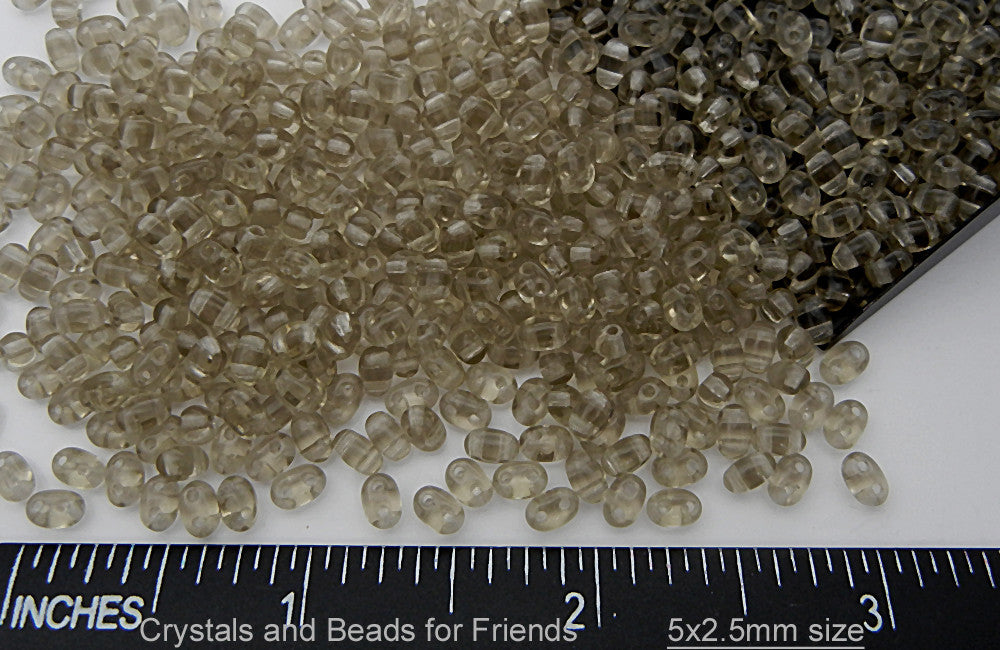 600 Czech 2-hole Duet (Duo/Twin) Glass Seed Beads 2.5x5mm Black Diamond grey