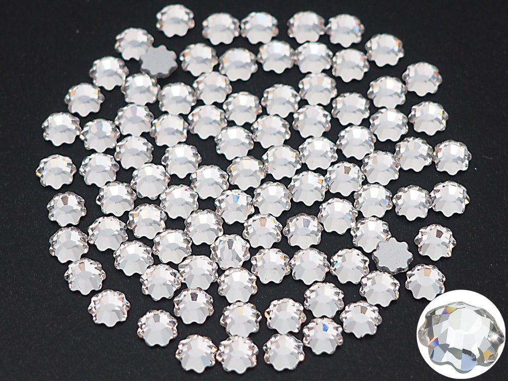 Crystal  HOTFIX, Preciosa MC Flower Flatbacks Article 438-02-302, Size ss10 (10ss, 2.8mm) Genuine Czech Crystals, clear Iron-on FLOWER