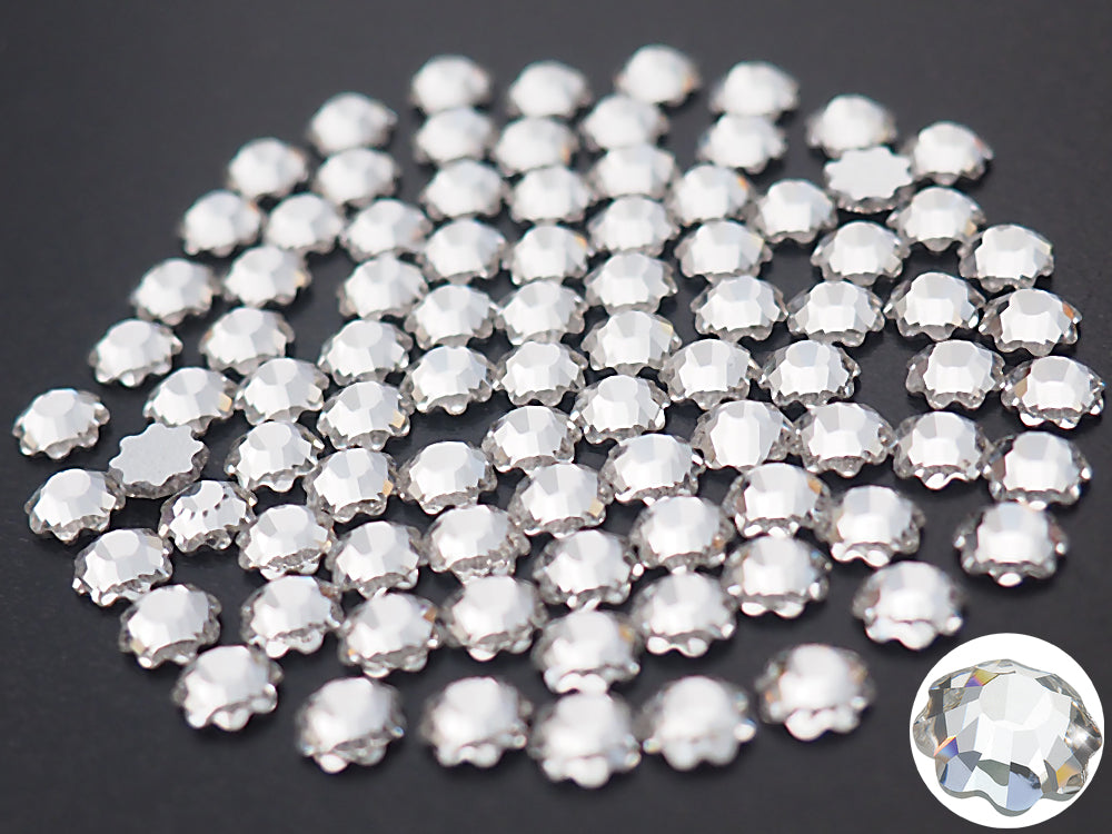 Crystal  HOTFIX, Preciosa MC Flower Flatbacks Article 438-02-302, Size ss10 (10ss, 2.8mm) Genuine Czech Crystals, clear Iron-on FLOWER