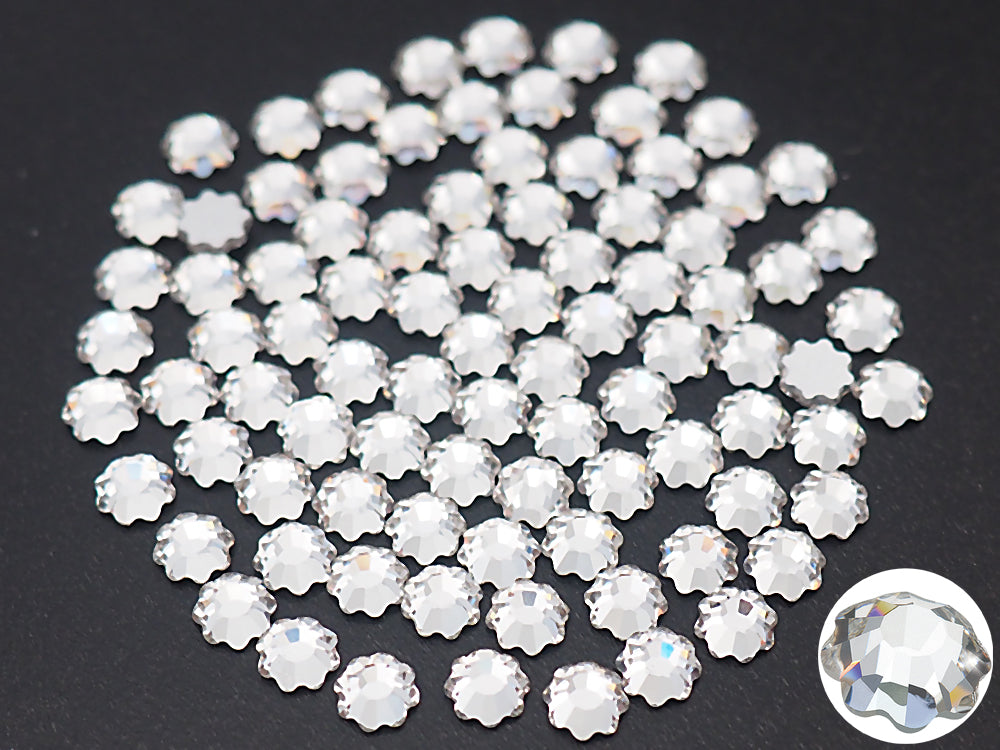 Crystal  HOTFIX, Preciosa MC Flower Flatbacks Article 438-02-302, Size ss10 (10ss, 2.8mm) Genuine Czech Crystals, clear Iron-on FLOWER