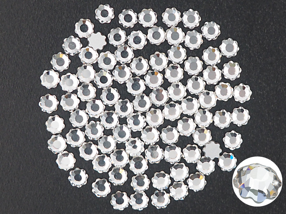 Crystal  HOTFIX, Preciosa MC Flower Flatbacks Article 438-02-302, Size ss10 (10ss, 2.8mm) Genuine Czech Crystals, clear Iron-on FLOWER