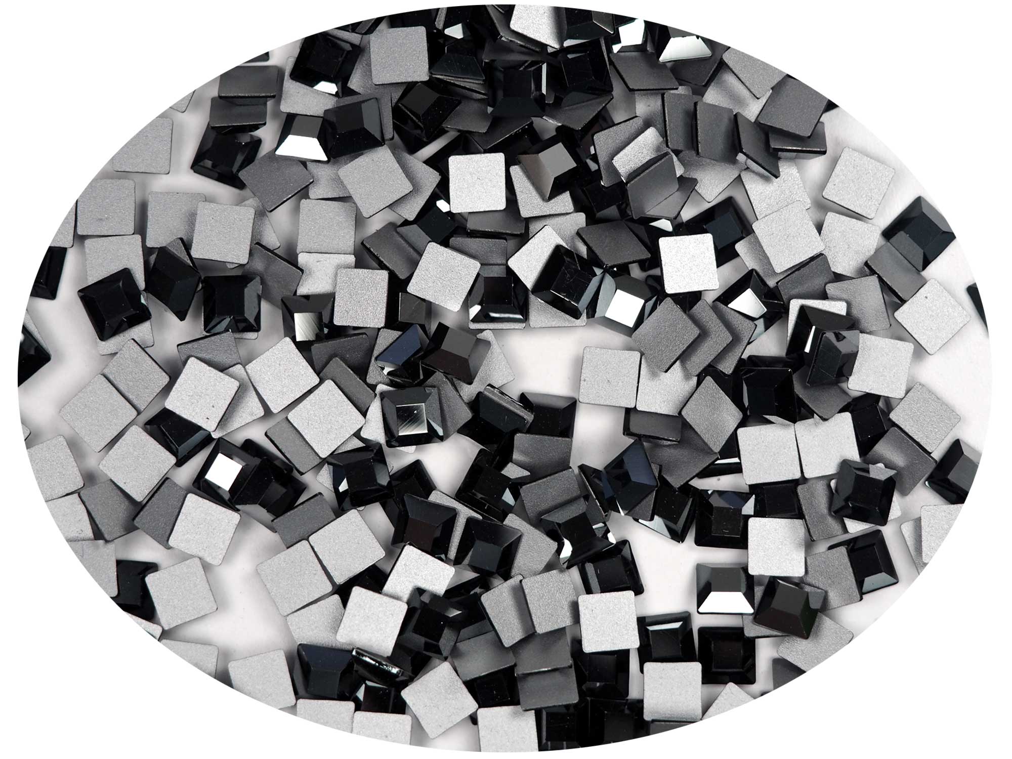 Jet Hematite, Preciosa Czech MC SQUARE Flatback Stones Style #438-23-210, 6x6mm, 36pcs, P843