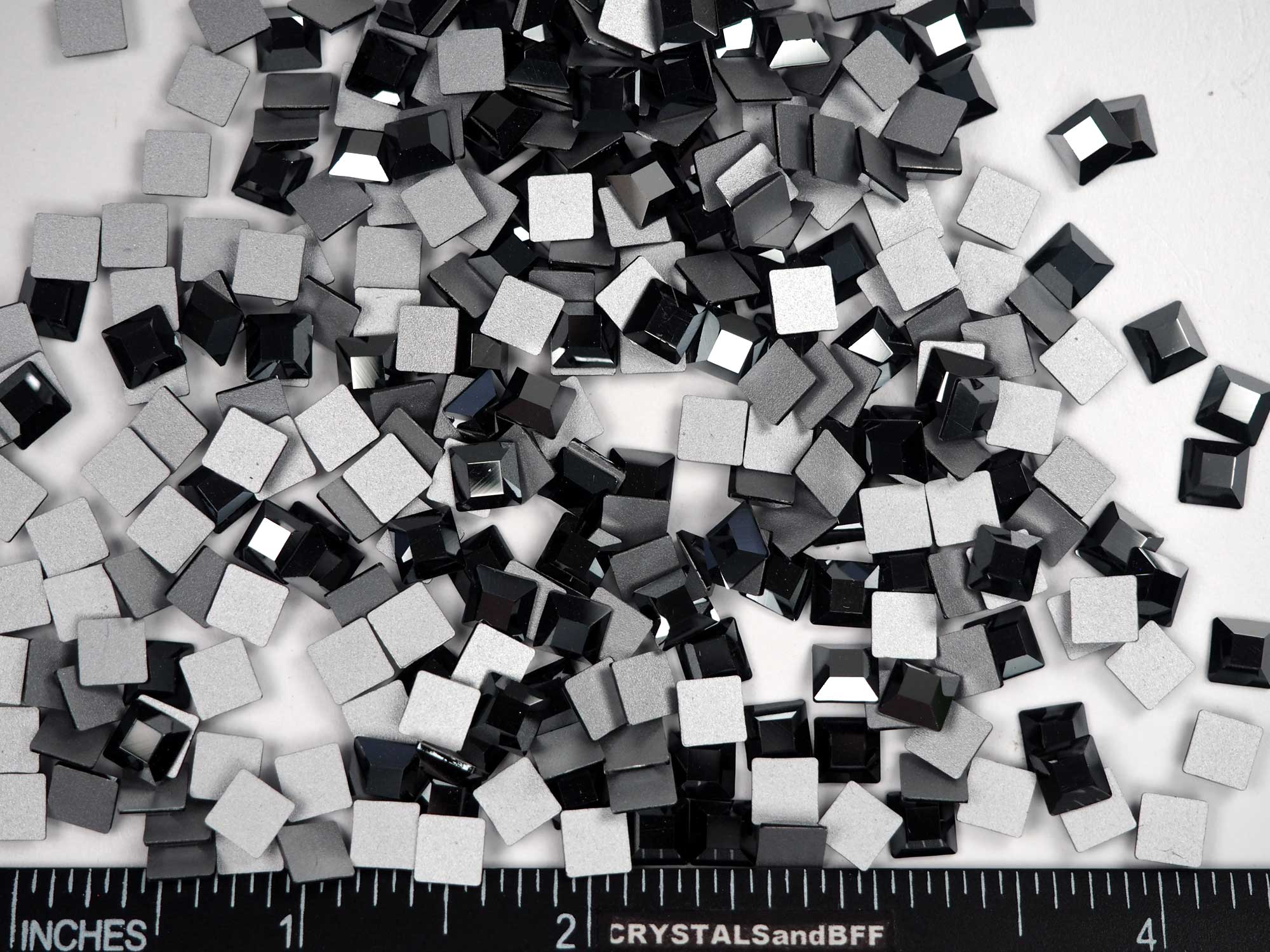 Jet Hematite, Preciosa Czech MC SQUARE Flatback Stones Style #438-23-210, 6x6mm, 36pcs, P843