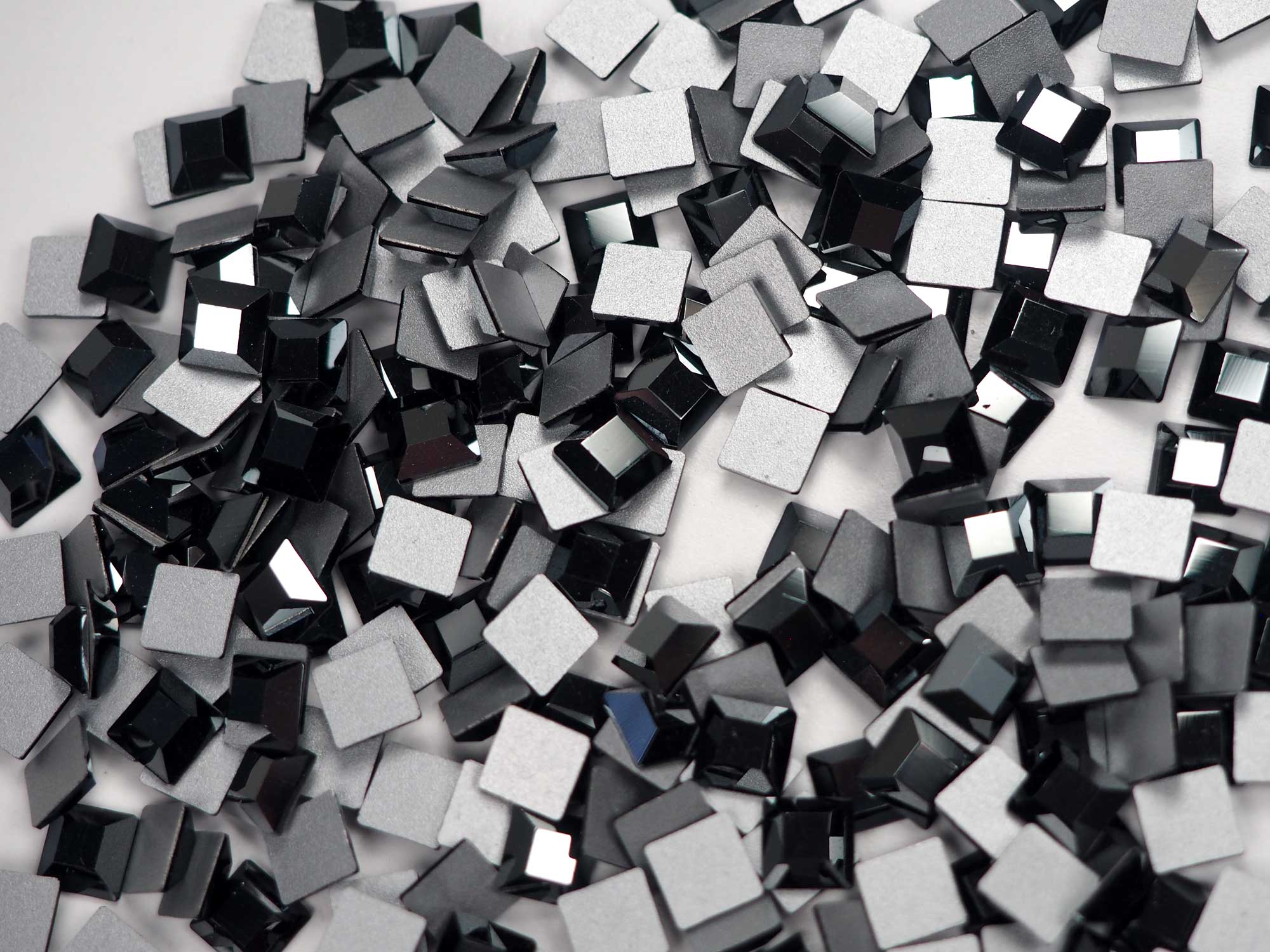 Jet Hematite, Preciosa Czech MC SQUARE Flatback Stones Style #438-23-210, 6x6mm, 36pcs, P843