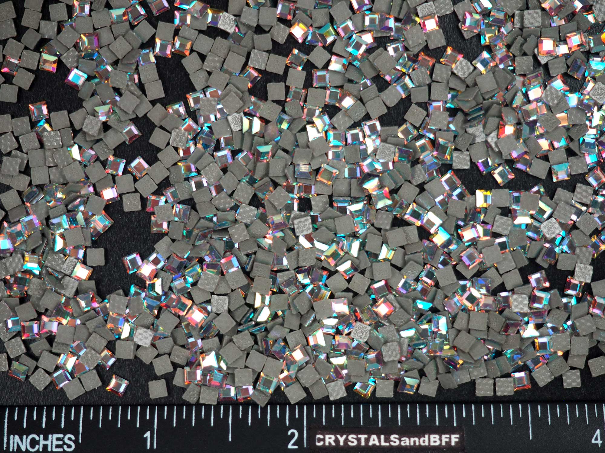 Crystal AB HOTFIX, Preciosa Genuine Czech MC SQUARE Iron-on Flatback Crystals 3x3mm, 144pcs, P838