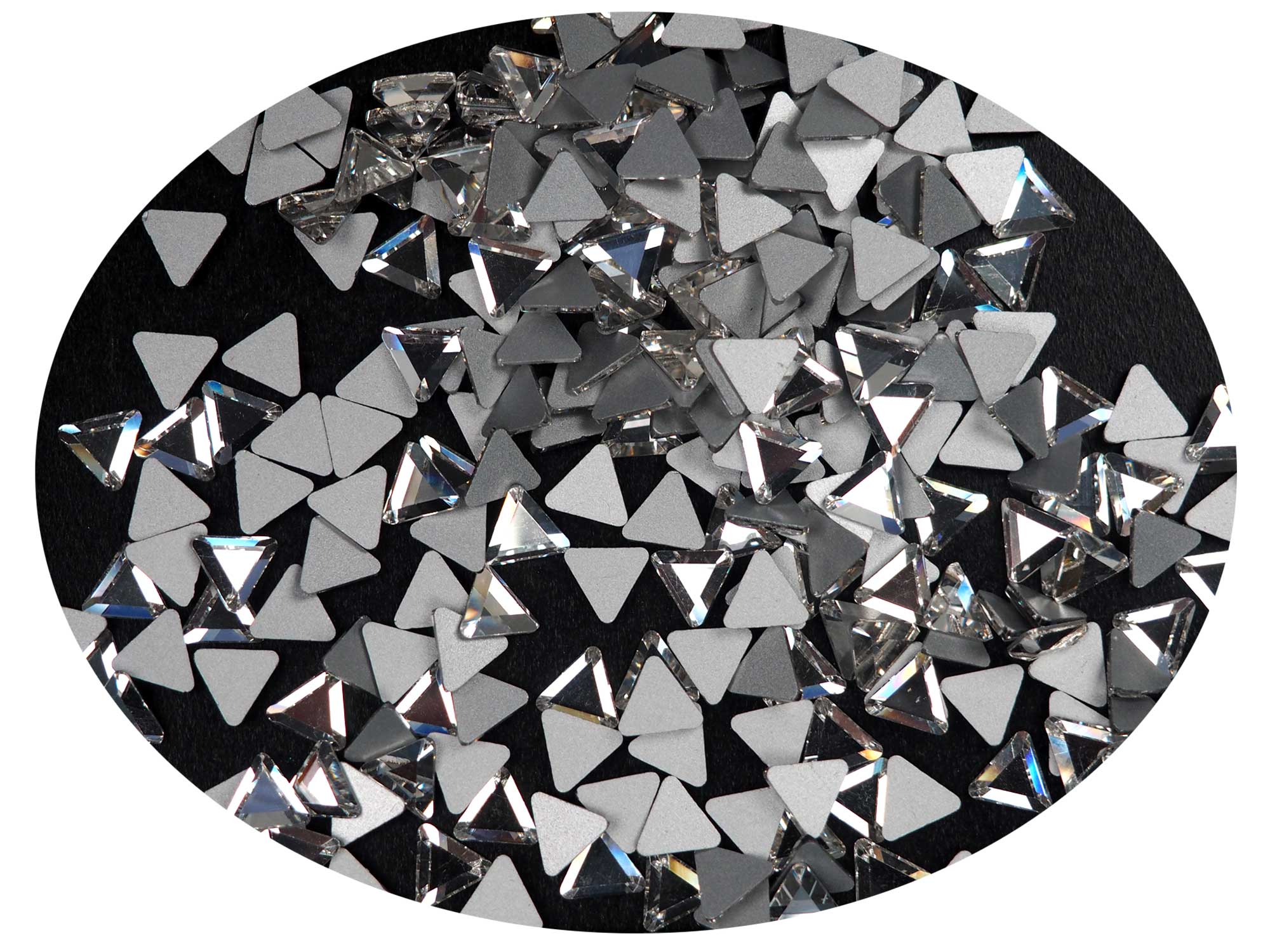 Crystal , Preciosa Czech MC Triangle Flatback Stones Style #438-21-210  Silver Foiled, size 6mm, 36pcs, P836