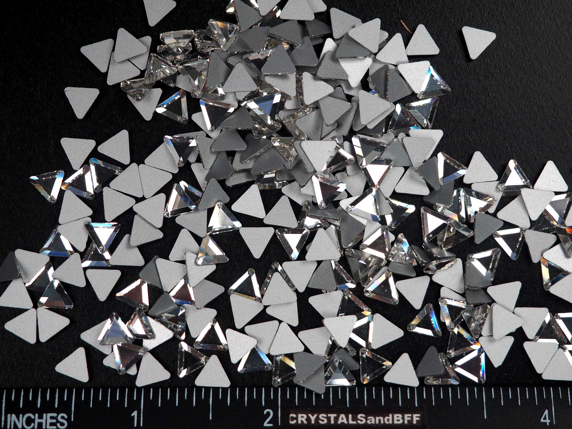 Crystal , Preciosa Czech MC Triangle Flatback Stones Style #438-21-210 Silver Foiled, size 6mm, 36pcs, P836