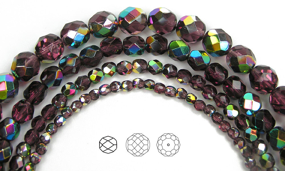 4mm Carnival Black Aurora Borealis Round Glass Seed Beads by