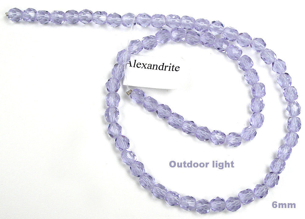 Alexandrite, Czech Fire Polished Round Faceted Glass Beads, 16 inch strand