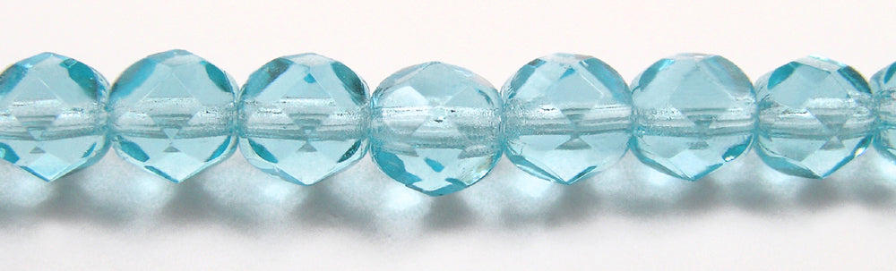 Aqua Czech Fire Polished Round Faceted Glass Beads 16 inch strand 3mm 4mm 6mm 8mm 10mm 12mm