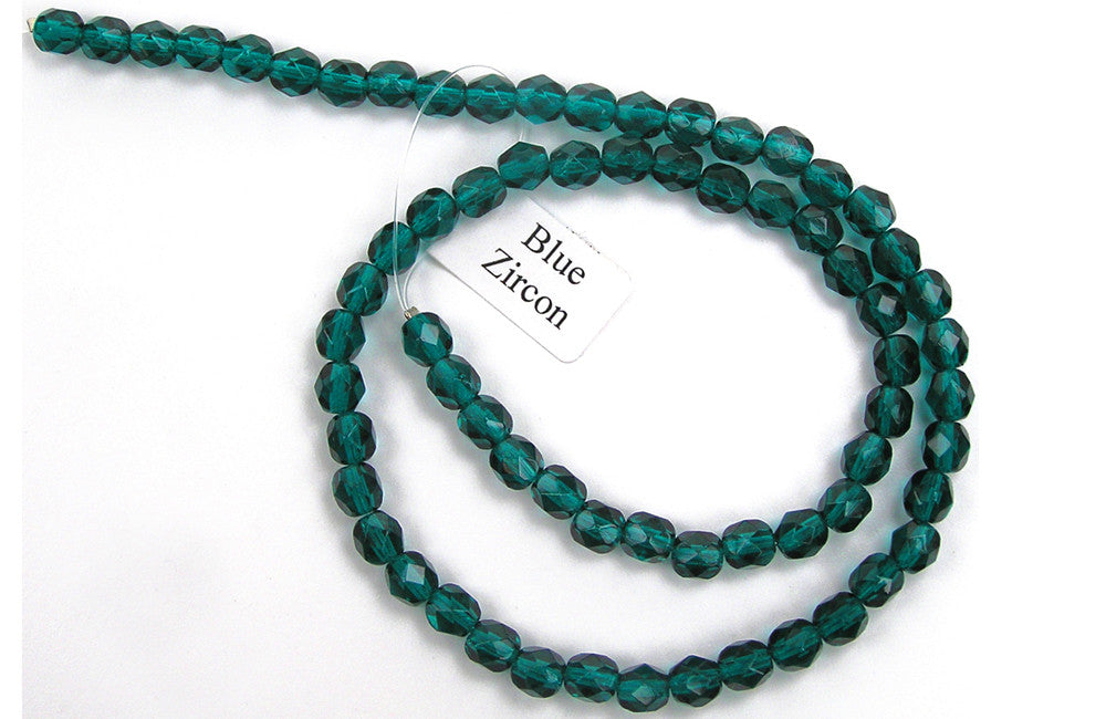 Blue Zircon Czech Fire Polished Round Faceted Glass Beads 16 inch strand 3mm 4mm 6mm 8mm