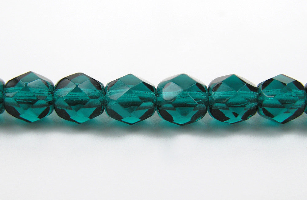 Blue Zircon Czech Fire Polished Round Faceted Glass Beads 16 inch strand 3mm 4mm 6mm 8mm