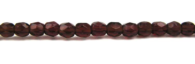 Burgundy, Czech Fire Polished Round Faceted Glass Beads, 3mm 135 pcs