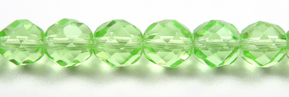 Chrysolite, Czech Fire Polished Round Faceted Glass Beads, 16 inch strand