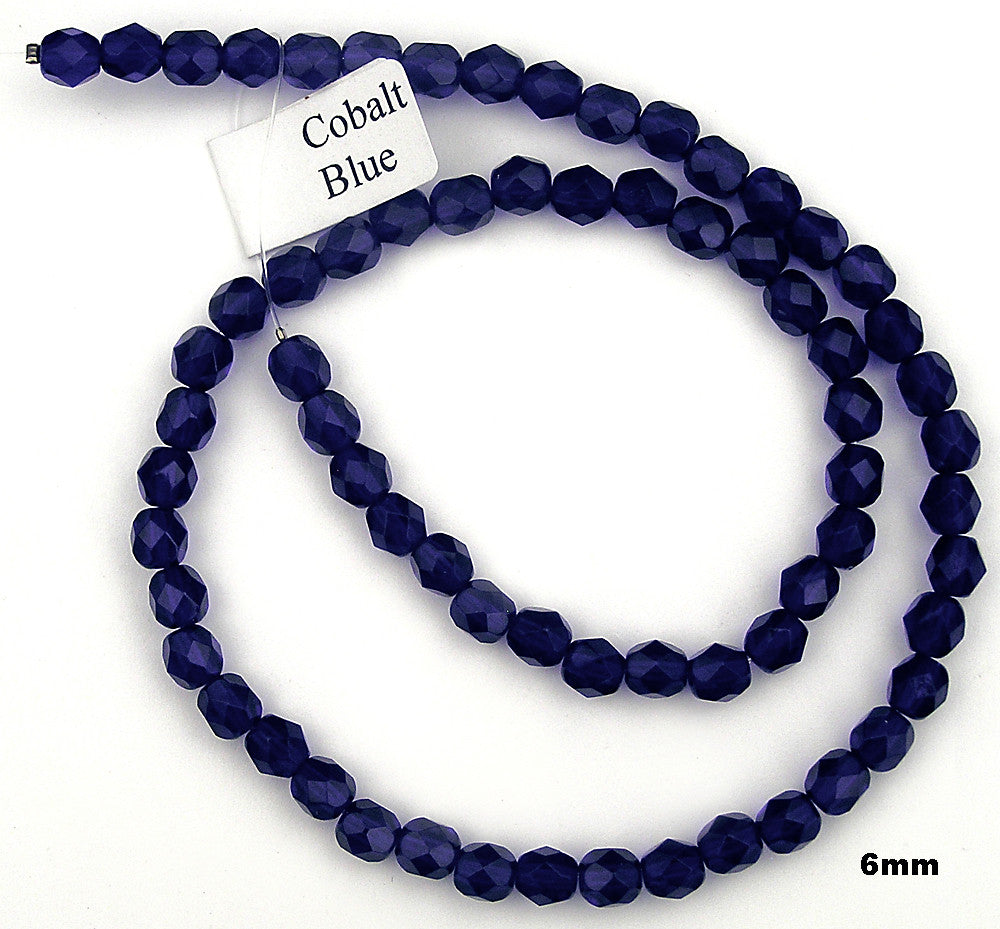 Cobalt Blue Czech Fire Polished Round Faceted Glass Beads 16 inch strand Navy Blue 3mm 4mm 6mm 8mm 10mm 12mm