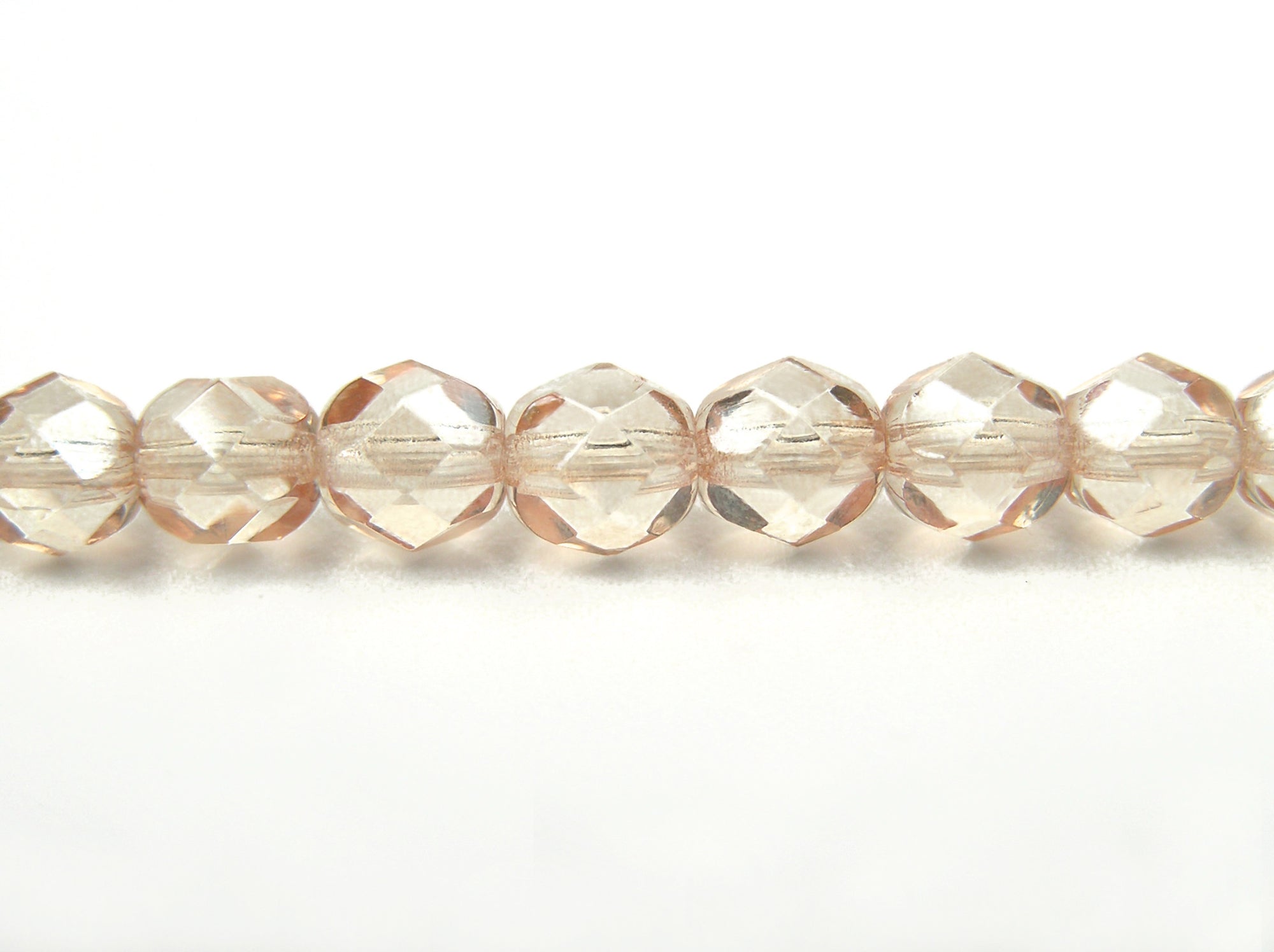 Crystal Champagne Traditional Czech Fire Polished Round Faceted Glass Beads
