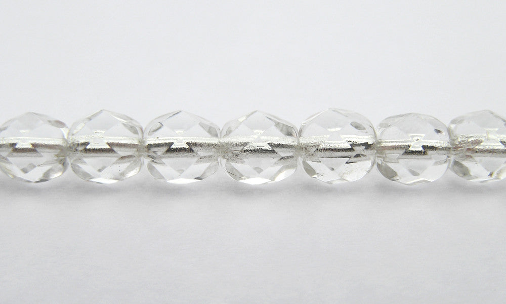 Crystal Silver Lined, Czech Fire Polished Round Faceted Glass Beads, 16 inch strand