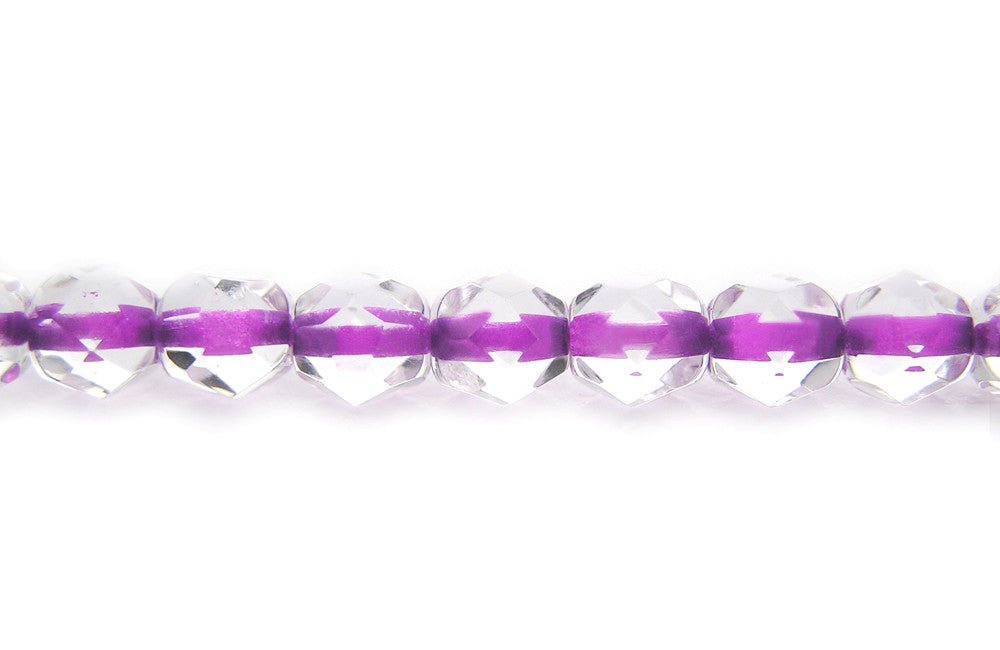 Crystal Violet Purple Lined, Czech Fire Polished Round Faceted Glass Beads, 16 inch strand