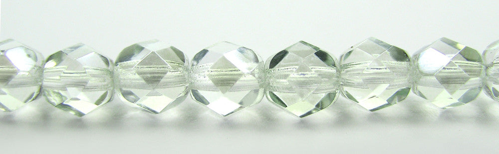 Crystal Viridian Half coated, Czech Fire Polished Round Faceted Glass Beads, 16 in strand, 4mm, 6mm, 8mm