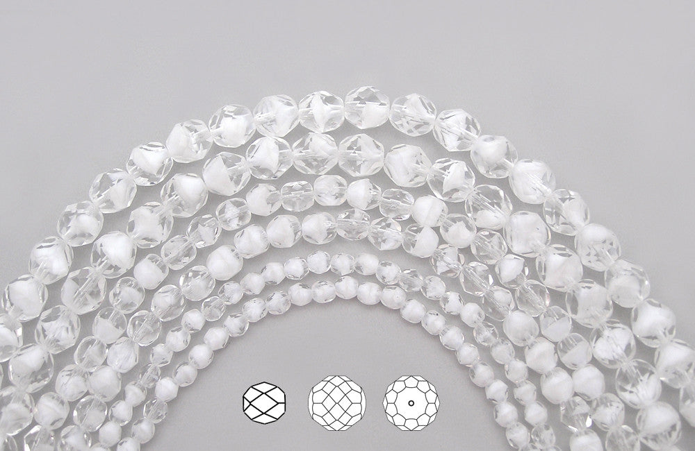 Czech glass etched flat skull beads 8pc white vitrail 18x15mm – Orange  Grove Beads