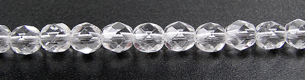 Clear Crystal Czech Fire Polished Round Faceted Glass Beads 16 inch strands or loose