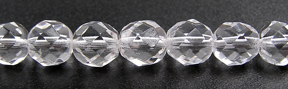 Clear Crystal Czech Fire Polished Round Faceted Glass Beads 16 inch strands or loose