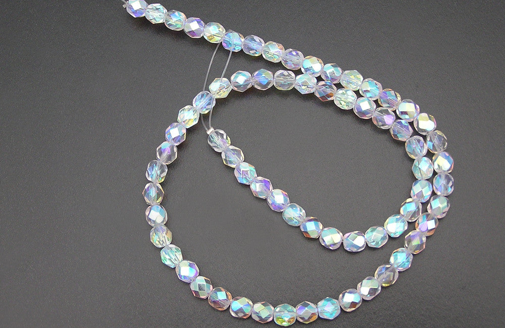 Crystal AB2X full coat Czech Fire Polished Round Faceted Glass Beads 3mm 4mm 6mm 8mm 16 inch strands