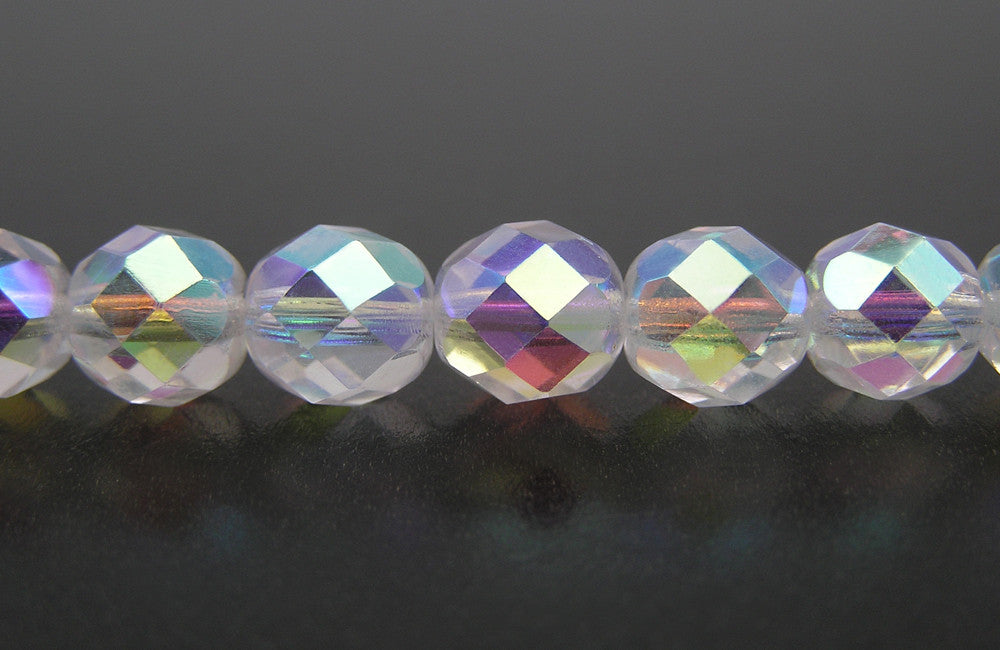 Crystal AB2X full coat Czech Fire Polished Round Faceted Glass Beads 3mm 4mm 6mm 8mm 16 inch strands