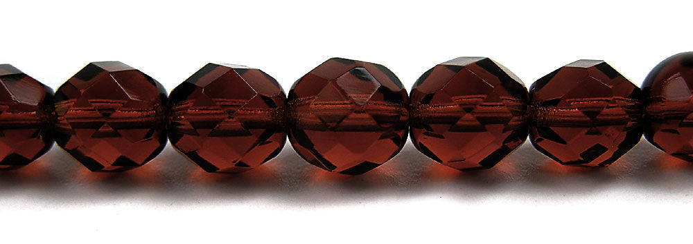Dark Topaz, loose Czech Fire Polished Round Faceted Glass Beads, Brown, 3mm, 4mm, 6mm, 8mm