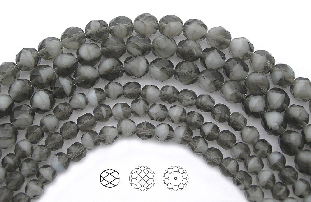 grey-white-givre-2-tone-combination-czech-fire-polished-round-faceted-glass-beads-7-inch-strands-PJB-FP6-GreyWgivre30