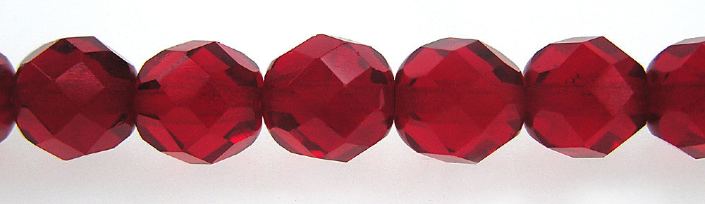 Hot Pink, Czech Fire Polished Round Faceted Glass Beads, 16 inch strand