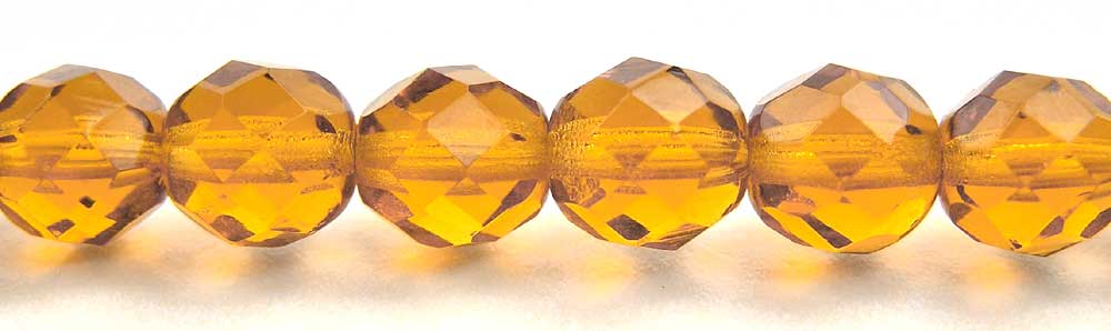 Light Topaz Czech Fire Polished Round Faceted Glass Beads 16 inch strand or loose golden brown