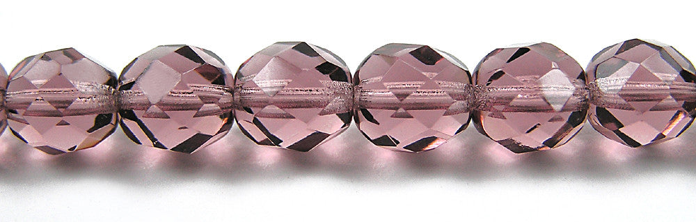 Light Amethyst Czech Fire Polished Round Faceted Glass Beads 16 inch strand 3mm 4mm 6mm 8mm 10mm 12mm