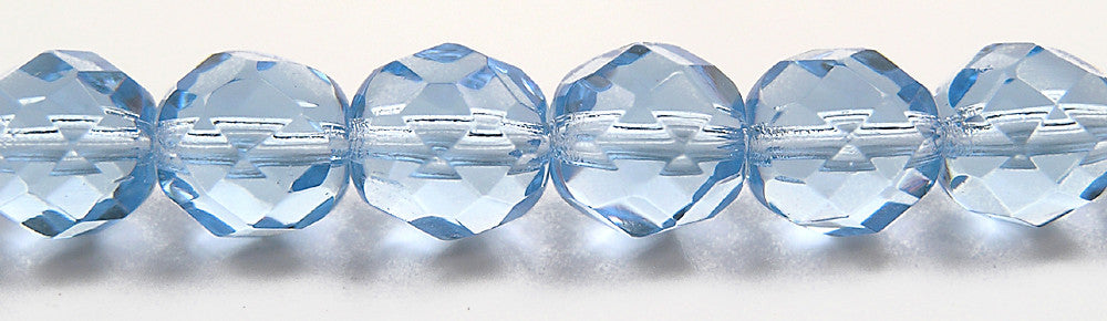 Light Sapphire color, loose Czech Fire Polished Round Faceted Glass Beads, blue