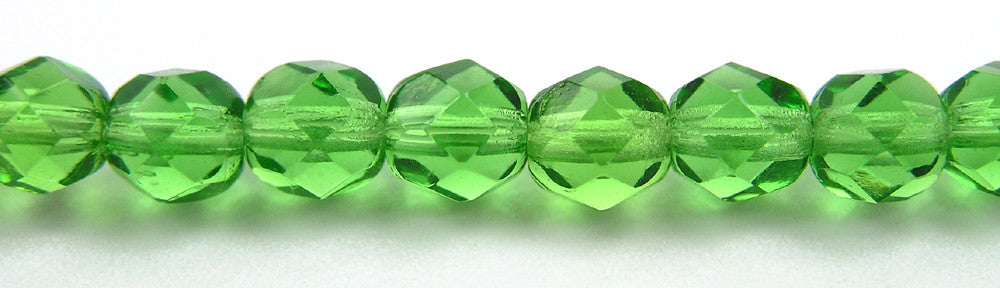 Peridot green Czech Fire Polished Round Faceted Glass Beads 16 inch strand in sizes 3mm 4mm 6mm 8mm 10mm 12mm