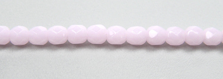 Pink Alabaster Opaque Czech Fire Polished Round Faceted Glass Beads 16 inch strand 4mm 6mm