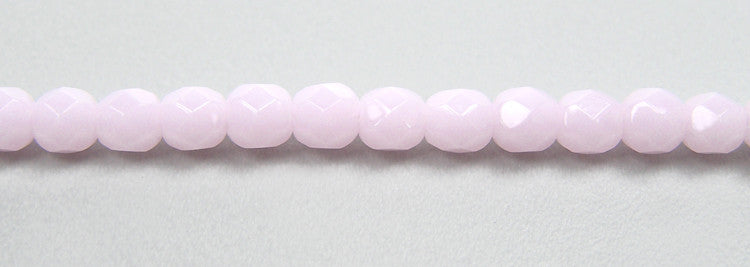 Pink Alabaster, Czech Fire Polished Round Faceted Glass Beads, 16 inch strand