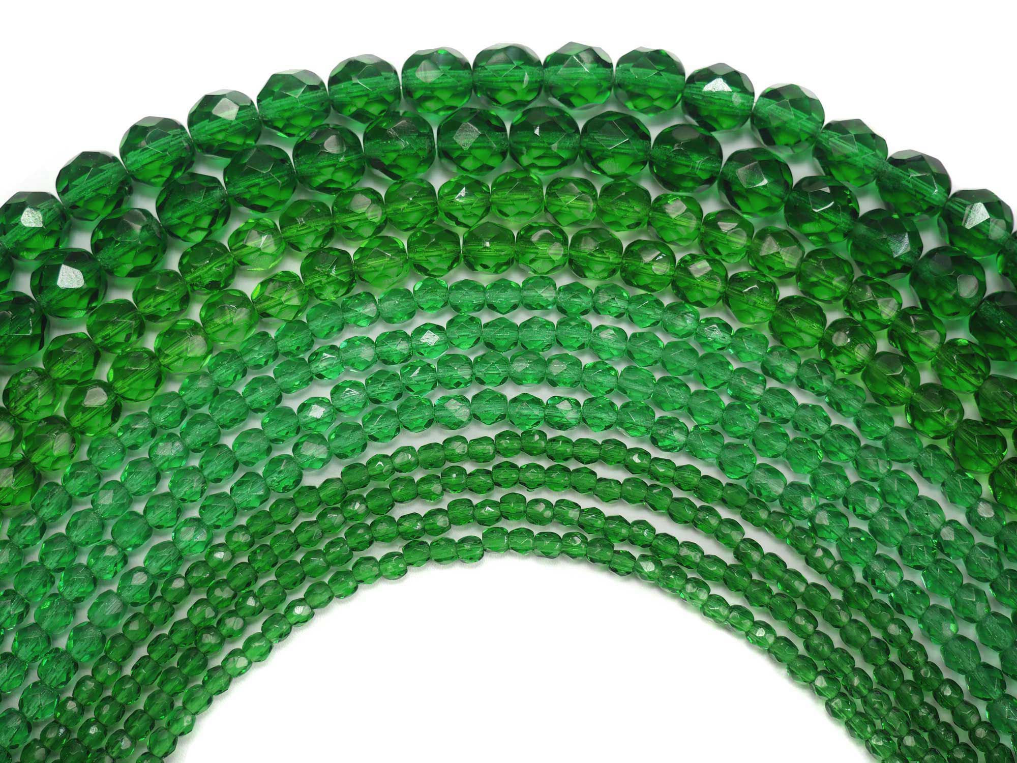 Shamrock Spring Green, Czech Fire Polished Round Faceted Glass Beads, 16 inch strand