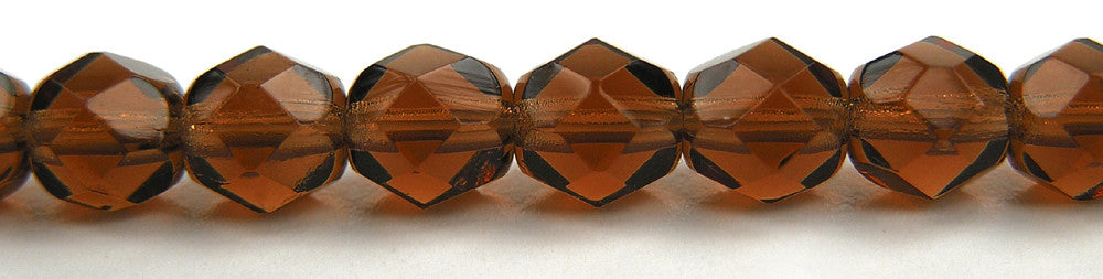 Smoked Topaz Traditional Czech Fire Polished Round Faceted Brown Glass Beads