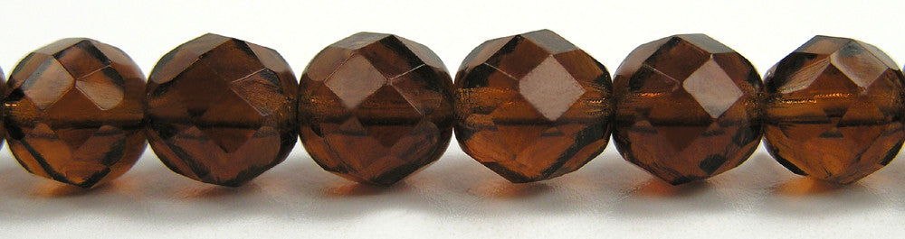 Smoked Topaz Traditional Czech Fire Polished Round Faceted Glass Beads 16 inch strands or loose