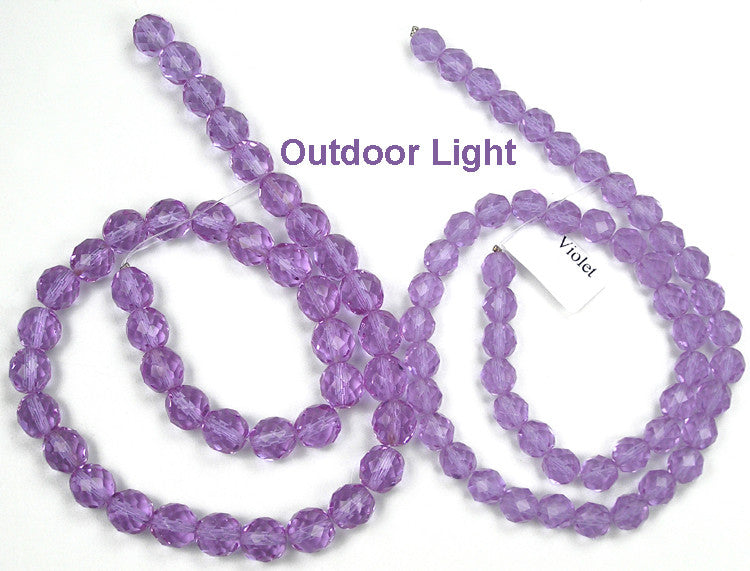 Violet, Czech Fire Polished Round Faceted Glass Beads, 16 inch strand
