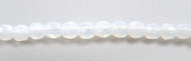 White Opal milky Czech Fire Polished Round Faceted Glass Beads 4mm - 14mm
