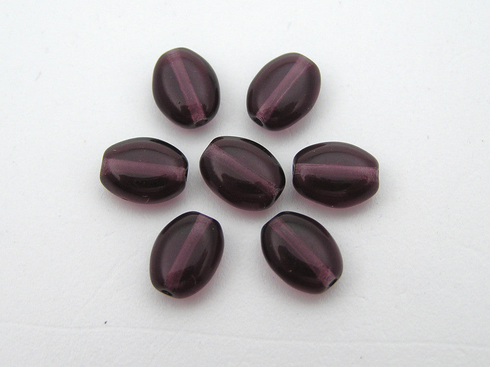 51 Czech flat oval druk beads 8x6mm Amethyst, purple color, 16 inch strand