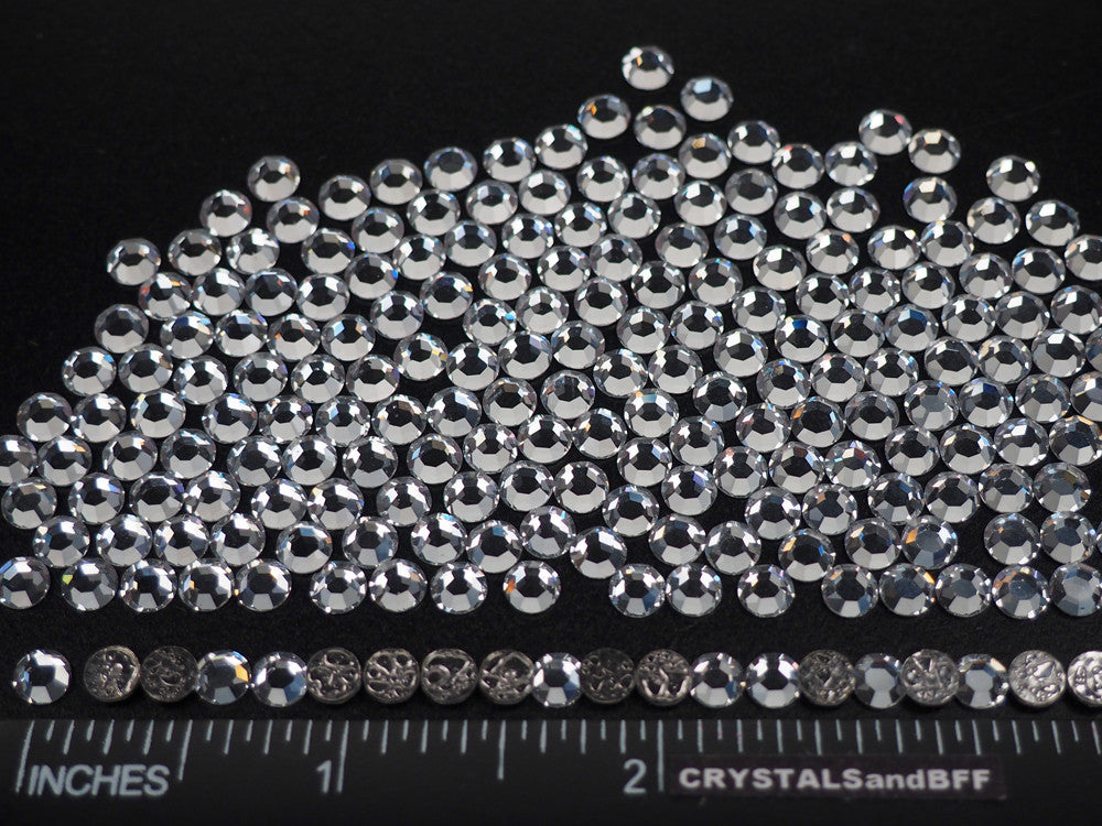 Crystal  HOTFIX, Preciosa Chaton Roses Article 438-11-110 (8-faceted MC Rhinestone Iron-on Flatbacks), Genuine Czech Crystals, 8-ft clear with Iron On Hot Fix Glue