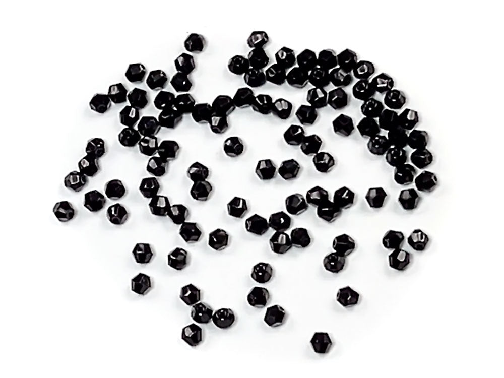 Czech Glass Bicone Shaped Fire Polished Beads 4mm Jet black, 100 pieces, J007