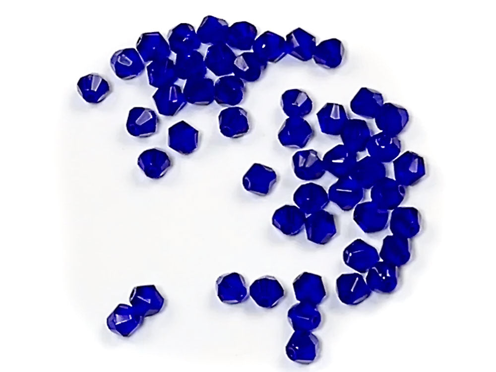 Czech Glass Bicone Shaped Fire Polished Beads 4mm, 6mm, Dark Sapphire color