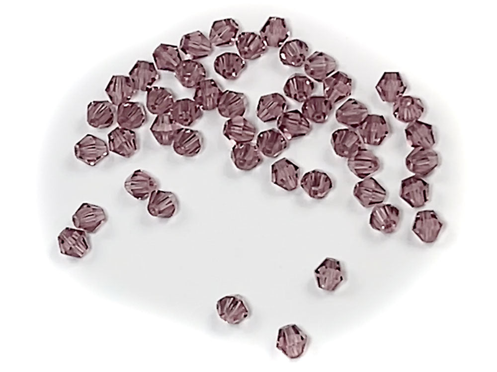 Czech Glass Bicone Shaped Fire Polished Beads 4mm, 6mm, Light Amethyst color