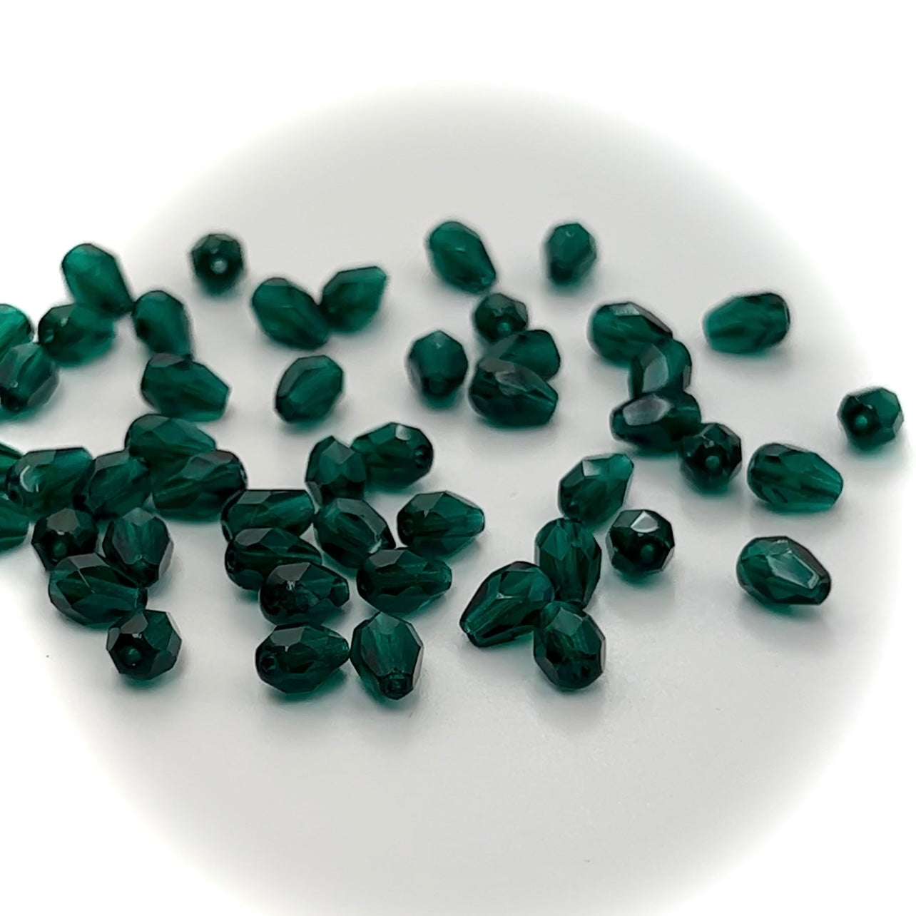Czech Glass Pear Shaped Fire Polished Beads 7x5mm Emerald green Tear Drops, 50 pieces, J016