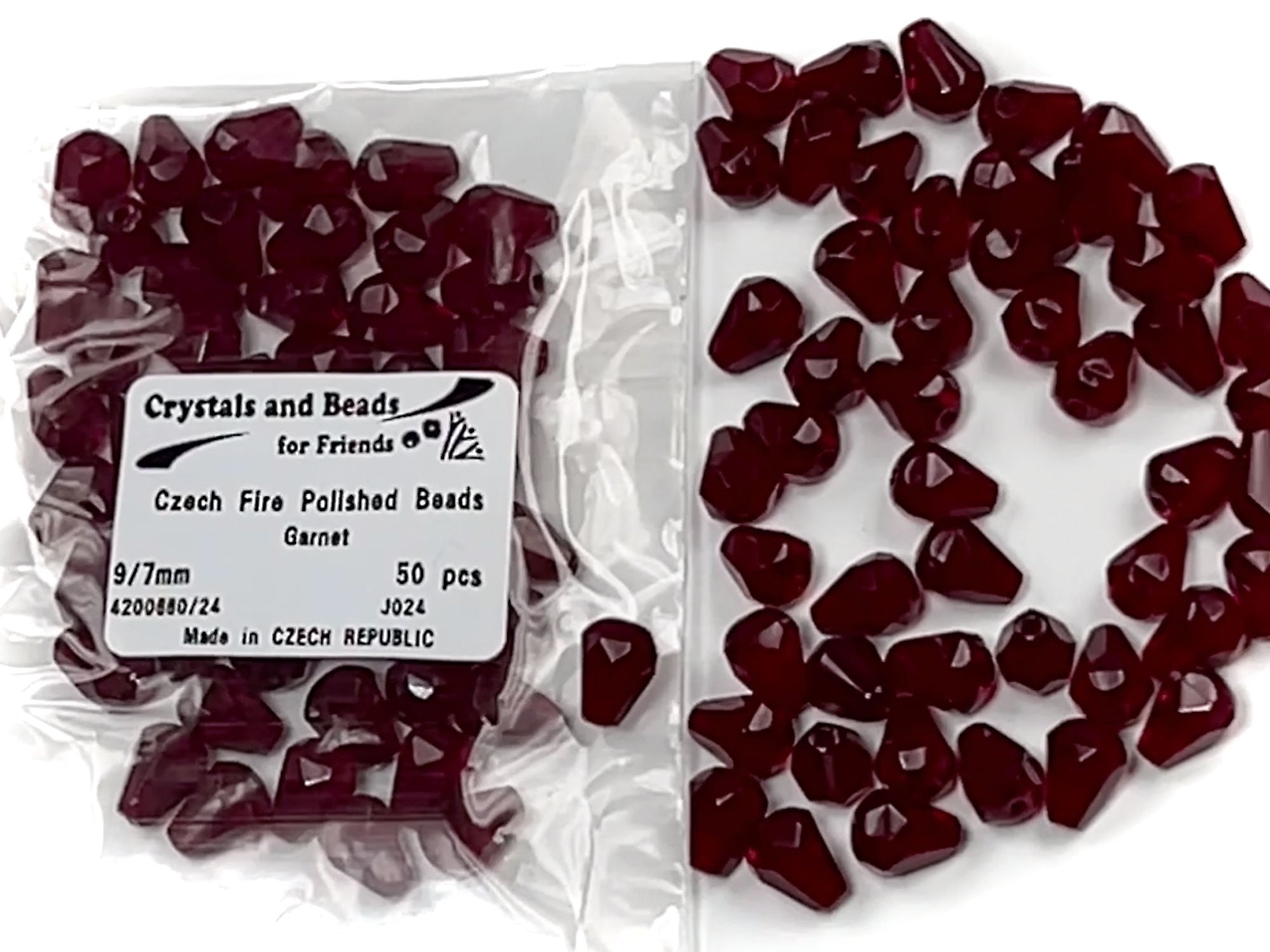 Czech Glass Parachute Pear Fire Polished Beads 9x7mm Garnet deep red Tear Drops, 50 pieces, J024